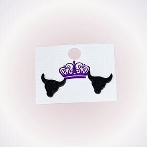 Black Glitter Bull Stud Earrings | Sz OS, NWT